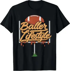 Football Baller Lifestyle Shirt, Ice Cream Drip Football Graphic Tee, Trending Game Day Sports Style, Soft Cotton, Made In USA, For Youth & Adult