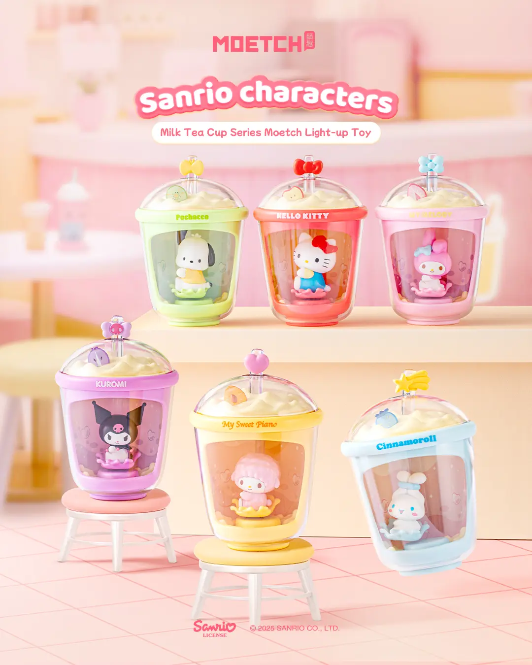 Sanrio characters x MINILIKE Milk Tea Cup Series Moetch Light-Activated Toy Toy blindbox