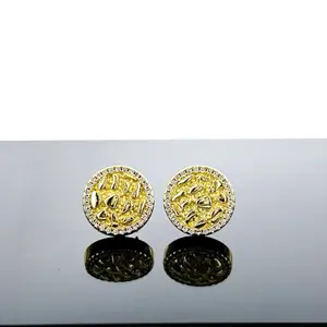 Gold plated Round Nugget Stud Earrings