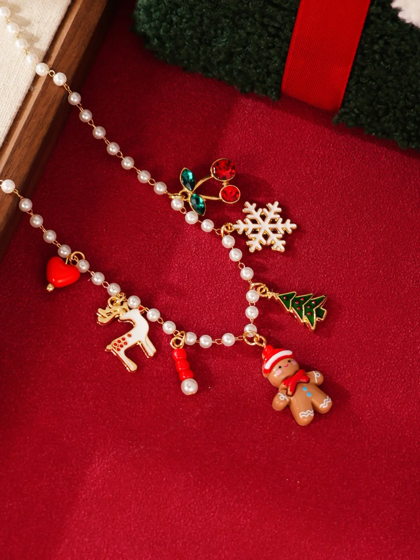 Cute Christmas Tree Reindeer Gingerbread Man Snowflake Necklace, Women's Holiday Accessory, Perfect Christmas Gift, Charm Necklaces