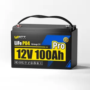 Wattcycle 12V 100Ah Pro Group 31 LiFePO4 Battery with 110A BMS Upgrade,110A BMS, Perfect for RV/Home Energy Storage summervibes