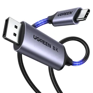 UGREEN USB C to DisplayPort 1.4 Cable 8K@60Hz 4K@240Hz Unidirectional Thunderbolt 4/3 to DisplayPort Cord USB C to DP 32.4Gbps Compatible iPhone 17, MacBook Pro/Air, iPad, Mac Mini, Galaxy, XPS, 6.6FT