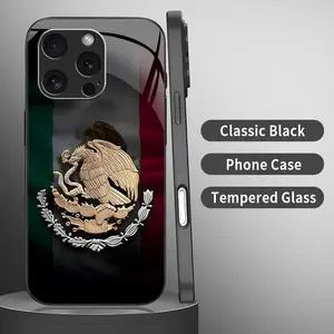 Mexico Flag & Eagle Emblem Art Phone Case |2D Pattern Glossy Glass Feel Patriotic Shockproof Cover | Cool Valentine’s Gift for [iPhone 16 Pro Max] 952