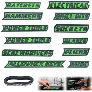 12-Pack High Quality Magnetic Toolbox Labels - 3D Printed Personalized Magnets for Metal Cabinets Drawers Tool Chests, Garage & Workshop Organization Gift