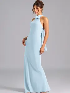 Azazie Velli Mermaid High-Neck Halter Bow Wedding Guest Evening Formal Dress SpringStatements