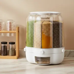Modern Six Compartment Rotating Dispenser For Kitchen Pantry Storage