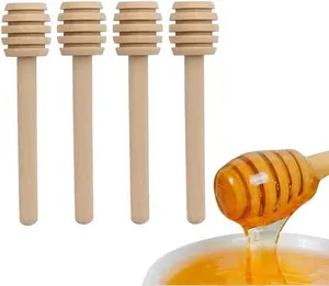 4 Pcs Wooden Honey Dipper Sticks,3 Inches Honey Comb Stick Honey Spoon Honey Wand for Honey Collecting Dispensing Drizzling Jam