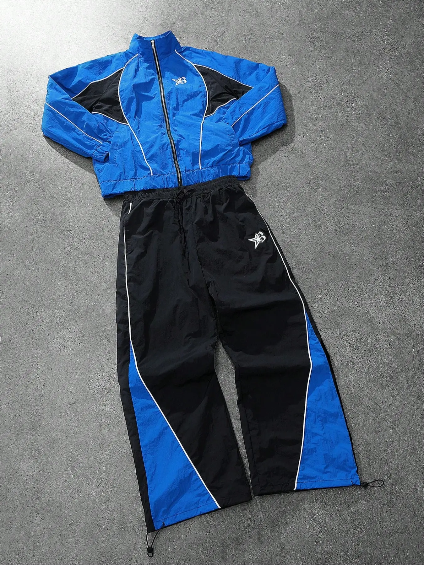 Unisex Street Style Star Letter Blue Patchwork Racing Sporty Jacket, Fall Windproof, Y2K Fashion, Car Culture Lovers, High Street Trend