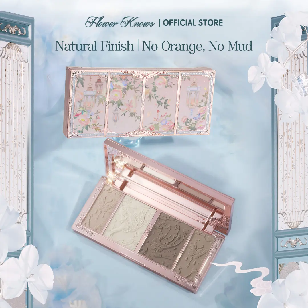 Flower Knows Highlight & Contour Palette, Butterfly Cloud Collar Embossed Powder, Long-Lasting Buildable Bronzer Contour & Highlighter Makeup for Cool Tones, 16g, #tiktokshopbacktoschool, #sohochic