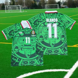 1998 Mexico Soccer National Team Home Green Nostalgia Soccer Jersey #15 Hernandez #11 Blanco  Classic Breathable Quick Dry Soccer Jersey