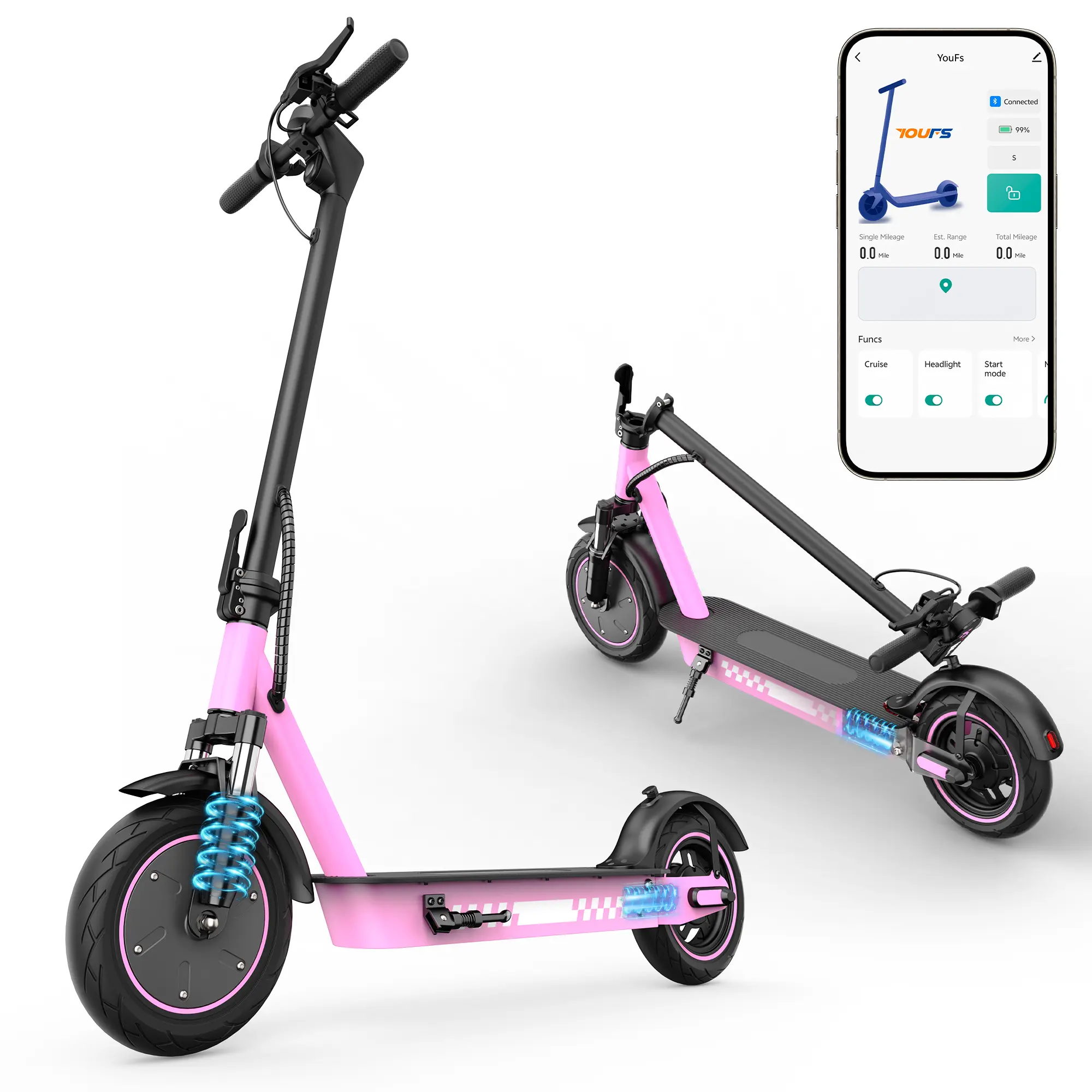 Unisex Foldable Aluminum Smart Electric Scooter for Adults - App Controlled High Speed Scooter, 350W Power, Dual Suspension, 28 MPH Max Speed (App Unlock), 16-25 Mi Range, Cruise Control, Dual Braking, Ideal for Commute, App Controlled Scooter