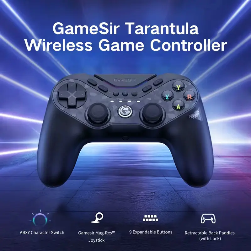 GameSir Tarantula Pro Tri-Mode Wireless Gamepad with TMR Joysticks, 9 Mappable Buttons, Hall Effect Triggers, RGB Lighting for Switch/PC/iOS/Android Console Smartphone Controller Lock Gaming Gamepad Mobile Game Controller