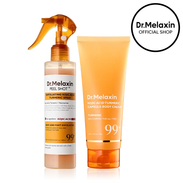 [Dr.Melaxin Official] 2-Step Body Glow Routine | Kojic Turmeric Spray & Brightening Cream for Dark Spots & Smooth Skin