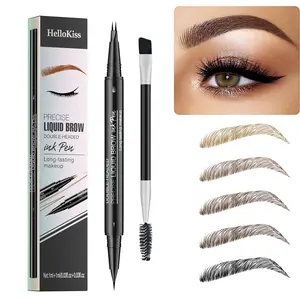 Ink Brow Pen with Micro-Fork Head, Precision Hair-Like Strokes Application for Defined Arches, Smudge-Proof and Fade-Resistant All Day, Lightweight Travel-Friendly Tool for Daily Use and Evening Events