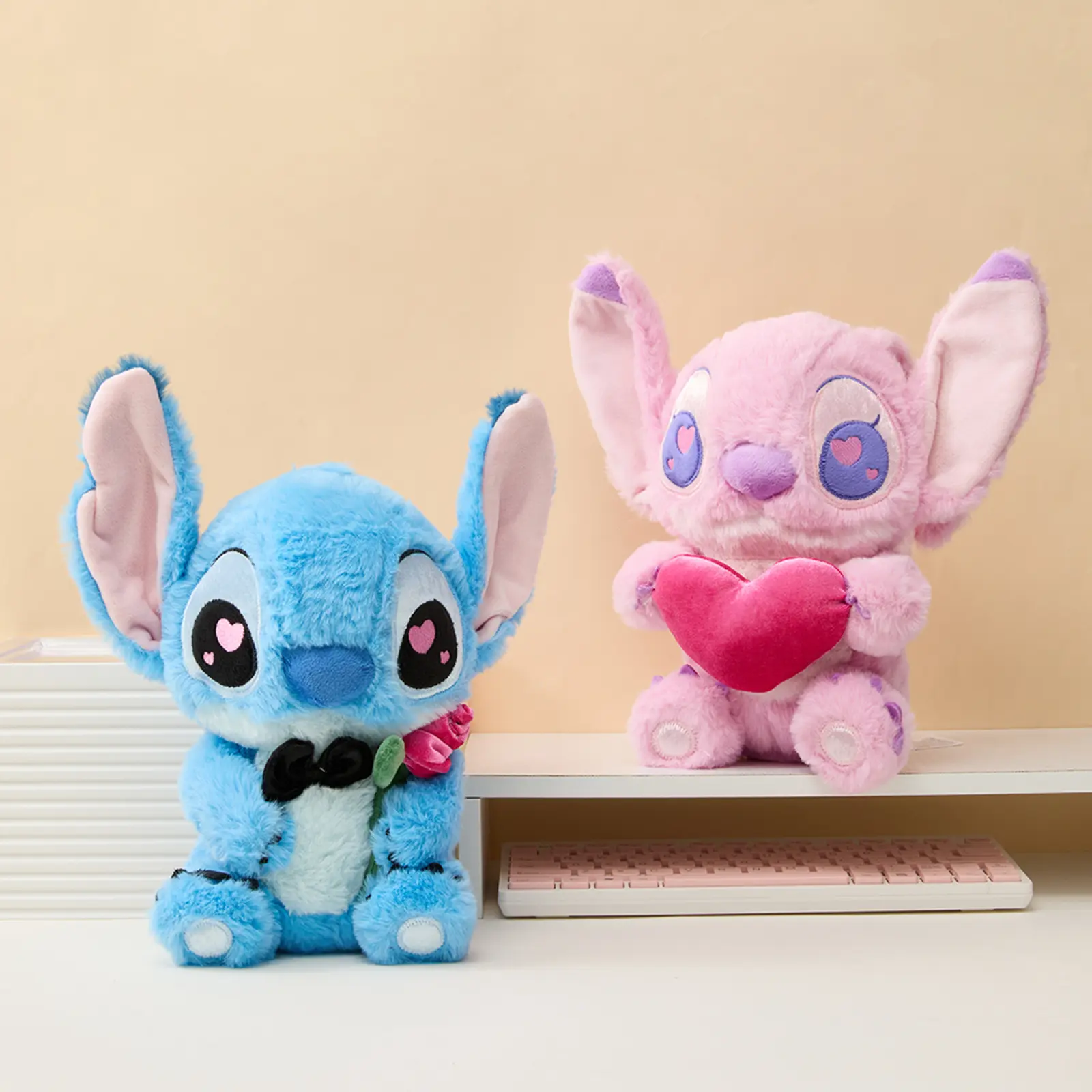 Disney Stitch Valentine Kawaii Polyester Plushie, Soft Huggable Collectible Stuffed Toy, Cuddly Doll Gift for Kids, Back to School Haul Item