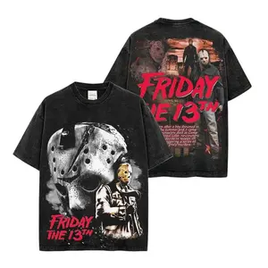 Vintage Jason Voorhees Friday The 13th Movie Acid Wash 100% Cotton T-Shirt Slasher Movie Halloween Costume Horror Fan Gift