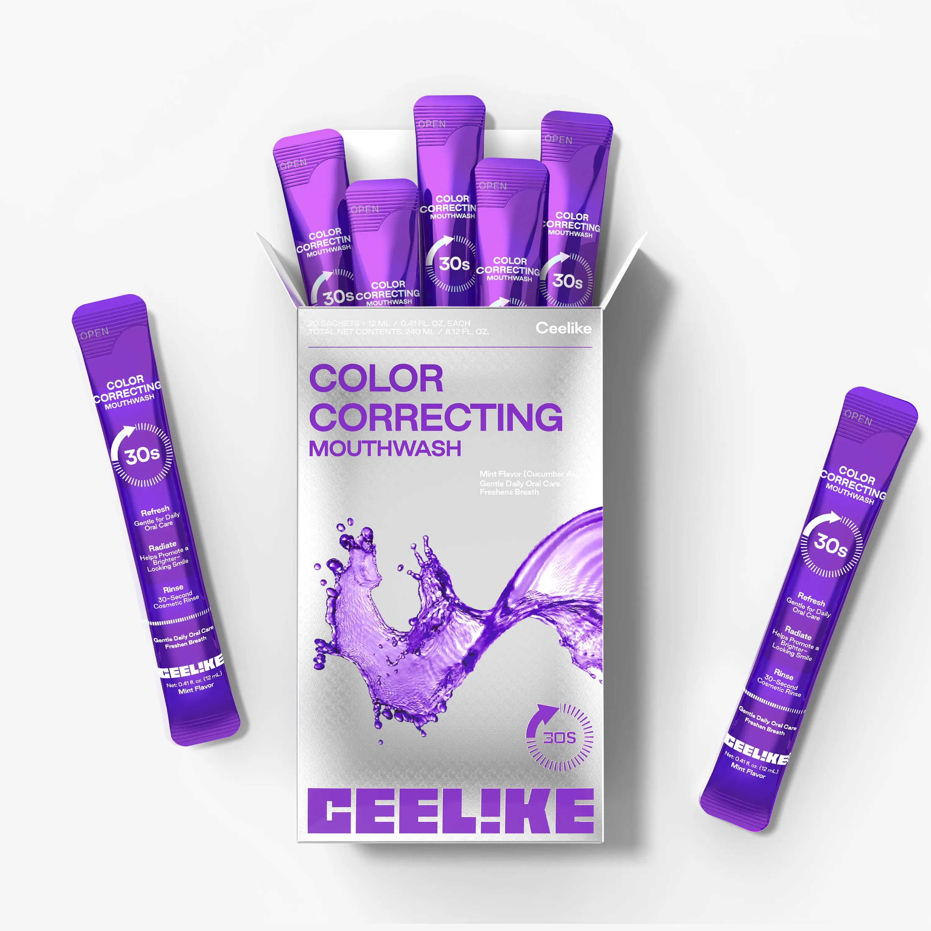 CEELIKE Color Correcting Mouthwash, Brightens Teeth, Freshens Breath with Essential Oils