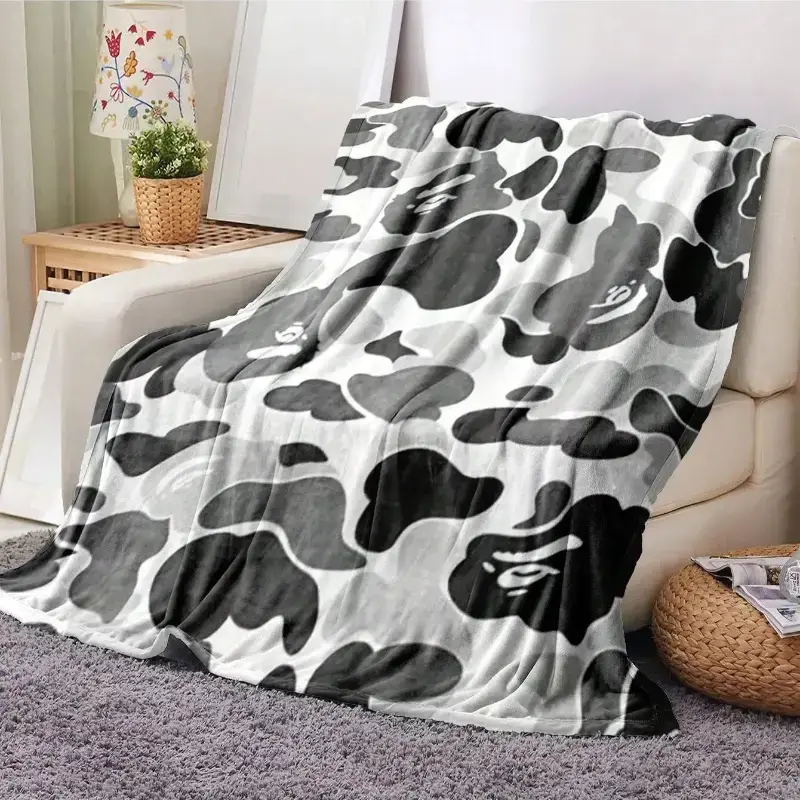 Camouflage Flannel Soft Warming Blanket - Soft Polyester Knitted Digital Print, Stylish Durable Sofa Decor Throw, Masculine Rustic Lodge Style, Plush Textured, Boyfriend Gift, Stylish Blanket
