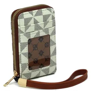 Fashion World PM Monogram Accordion Card Holder Wallet Wristlet