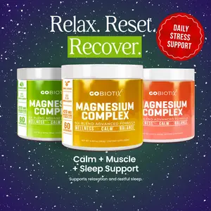 GoBiotix Magnesium Complex Powder – Glycinate, Citrate, Malate, Glutamine Chelate – Stress Relief, Sleep Support & Muscle Recovery – 60 Servings, Sugar-Free, Non-GMO