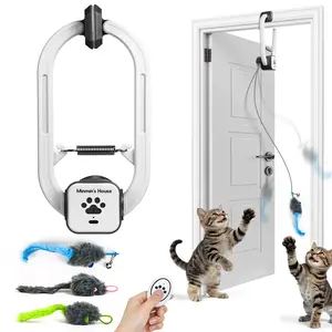 Minmin's House Rechargeable Electric Cat Teaser with Remote – Interactive Door Clip Teaser for Cats, 2 Motion Modes (360° Spin & Irregular Jumping), Smart Auto Cat Toy for Exercise & Fun