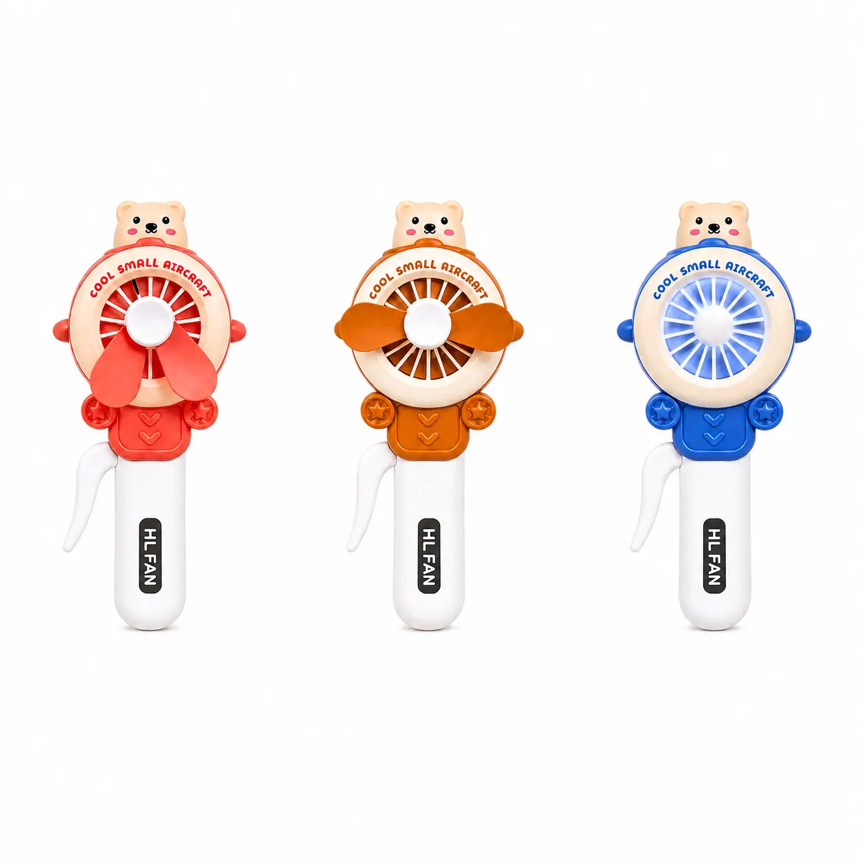 Manual Handheld Cooling Fun Fan - Cute Airplane Bear Playful Shape Mini Size Single SKU, Battery-Free, BPA-Free Impact-Resistant Kid-Approved Safety Toy for Summer Essentials (Office Stationery & Gift Option)