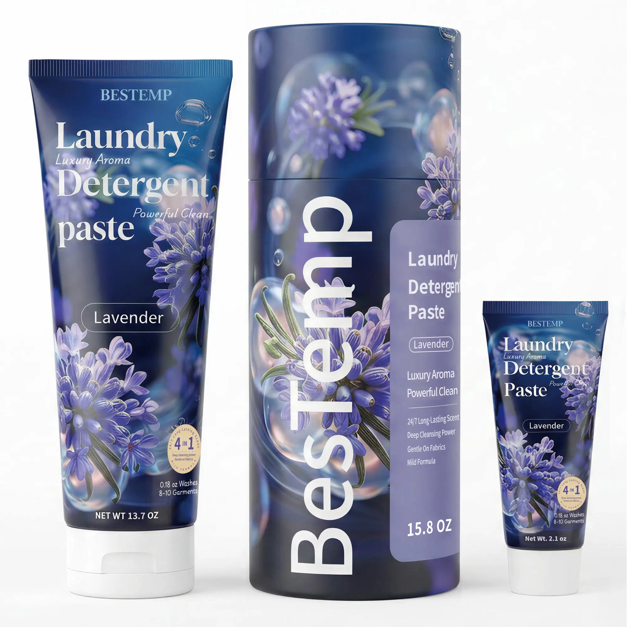 BESTEMP 4-in-1 Laundry Detergent Paste – Long-Lasting Fragrance, Deep Cleaning & Fabric Softener – Gentle Formula for Fabrics – Helps Protect Color and Shape