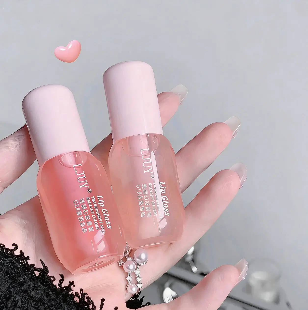 Moisturizing Lip Oil 2 Pack Set, Crystal & Peach Tints - Hydrating Plumping Lip Gloss & Care, Safe for Nursing, Gift for Women & Teens, Moisturizer, Gentle, 2Pcs/Set, Beauty Products, Glossy Lips
