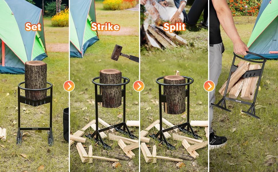 VEVOR Firewood Kindling Splitter, 9''x17'' XL Wood Splitter, Unique V-Shaped Finger-Safety Blade, Manual Log Splitter for Wood Splitting, Heavy Duty Strong Steel Structure & Stability, Log Splitter