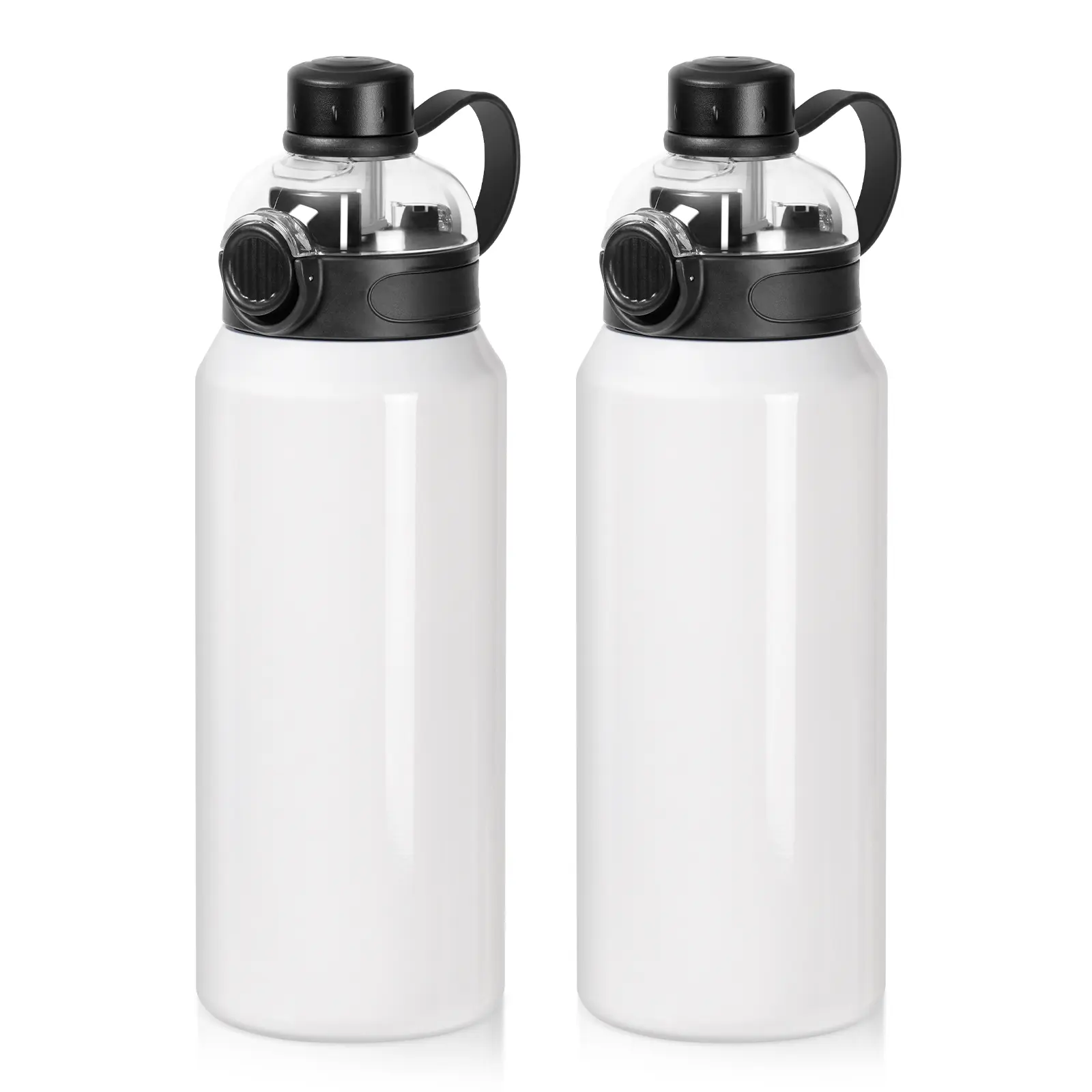 Sublimation Sports Insulated Water Bottle Blanks Vacuum Flask Jug Tumblers with Straw Spout Pop Lid and Silicone Handle for Gym,Hiking,Outdoors 8 Pack & 24 Pack & 48 Pack