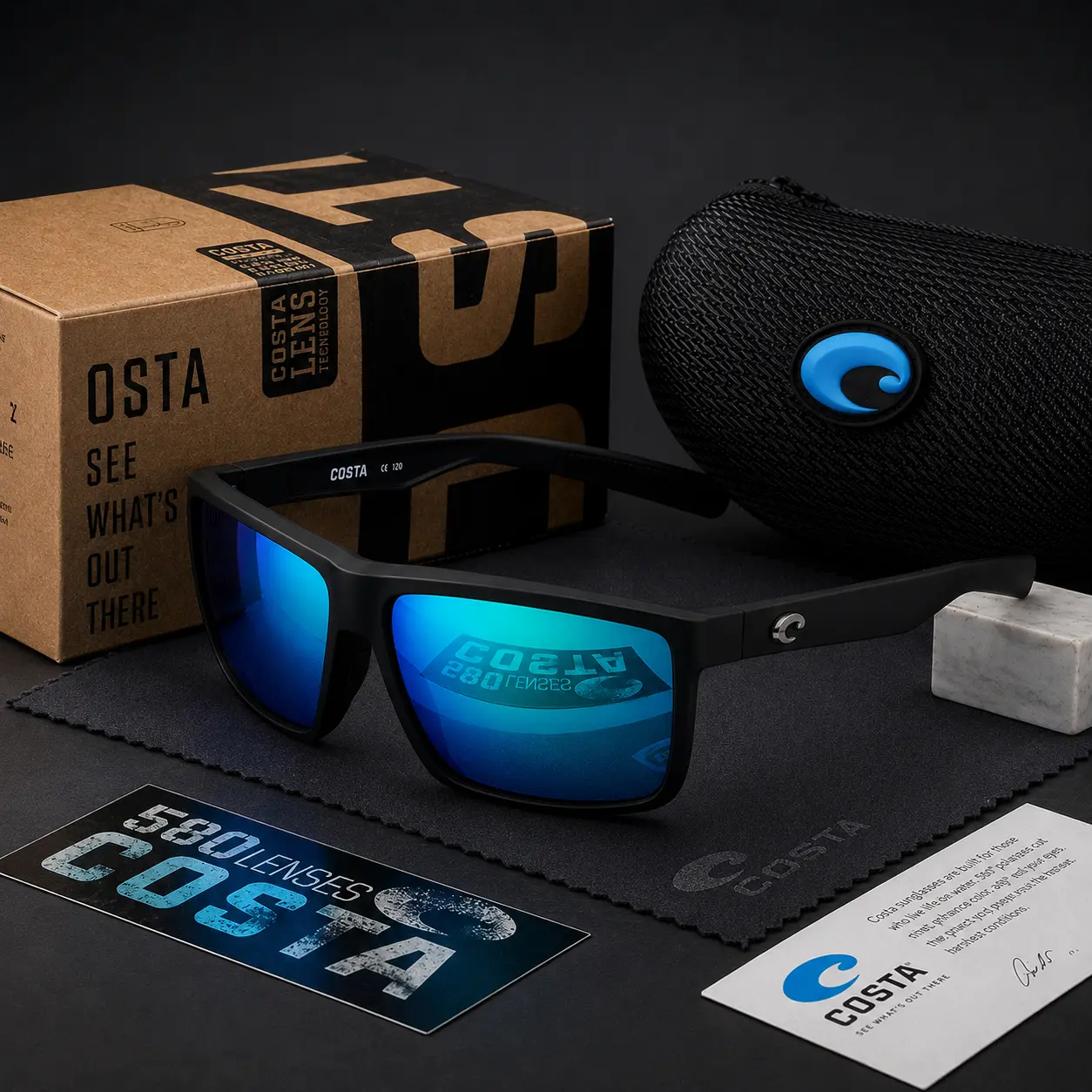 Costa Del Mar 580P Polarized Sunglasses for Men Women Fishing Travel Sport Shades
