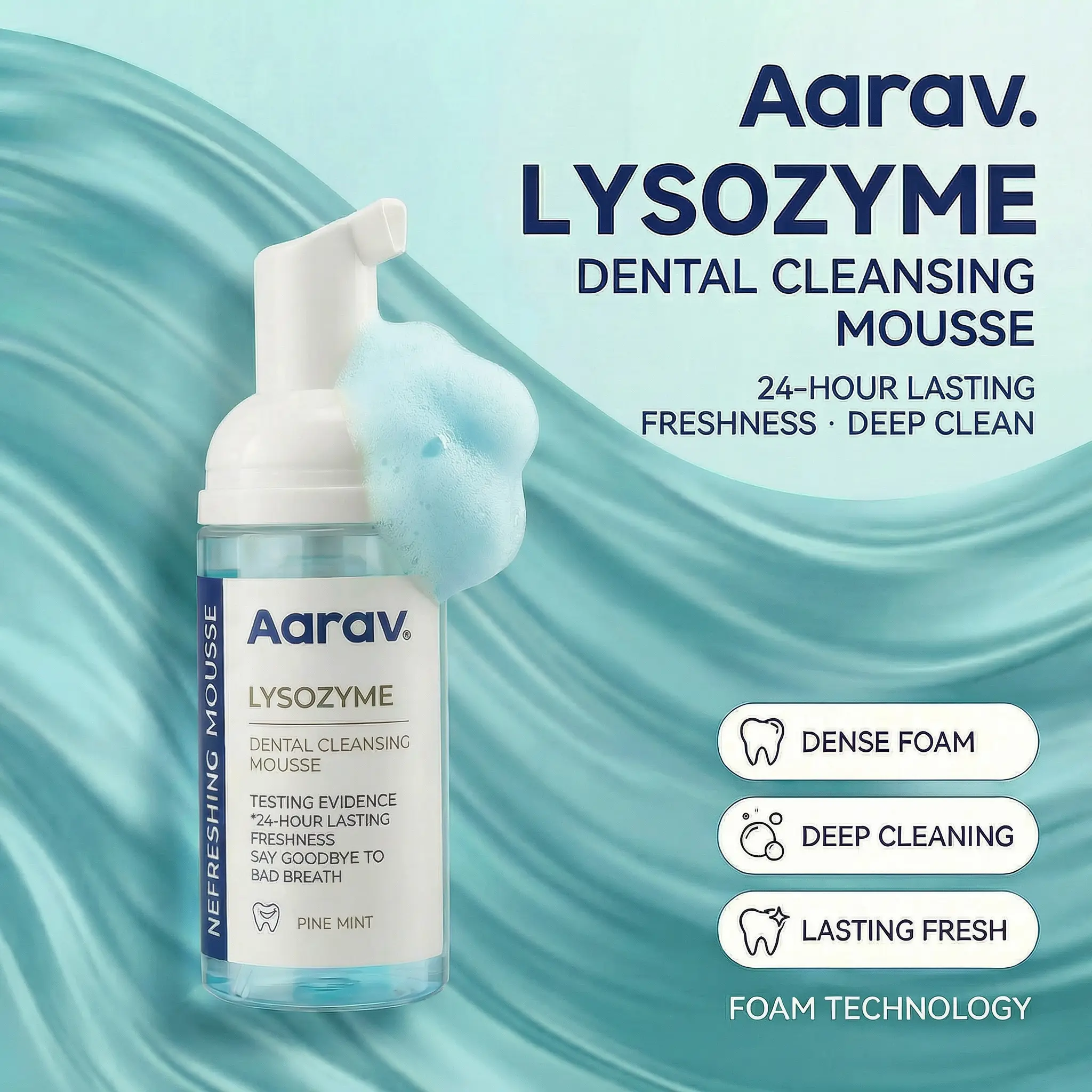 Aarav Foaming Mouthwash Mousse - No Rinse Needed! Zero Alcohol, Zero Burn. Provides Instant Fresh Breath Anytime, Anywhere. Portable & Gentle for On-the-Go Oral Care.