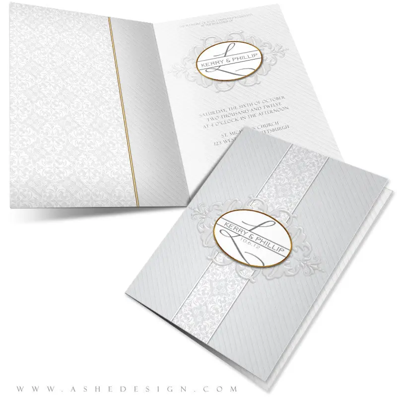 5x7 Folded Wedding Invitation - Embossed