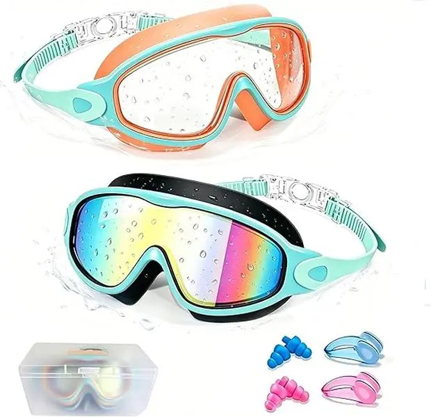 GMOX Kids' Goggles 2-Pack, Silicone Frame, Anti-Fog Lens, UV Protection, HD Clarity, Wide Field of Vision, for Children 3+ Yrs (Up to 16 Yrs), Includes Free Earplugs & Nose Clip,back to school,back to school haul