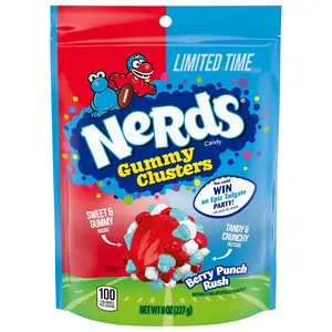 NERDS Gummy Clusters Candy, Berry Punch Rush, Crunchy-Gummy Texture, Game Day Treat, Cupboard Snack, 8 oz Treat for Adults