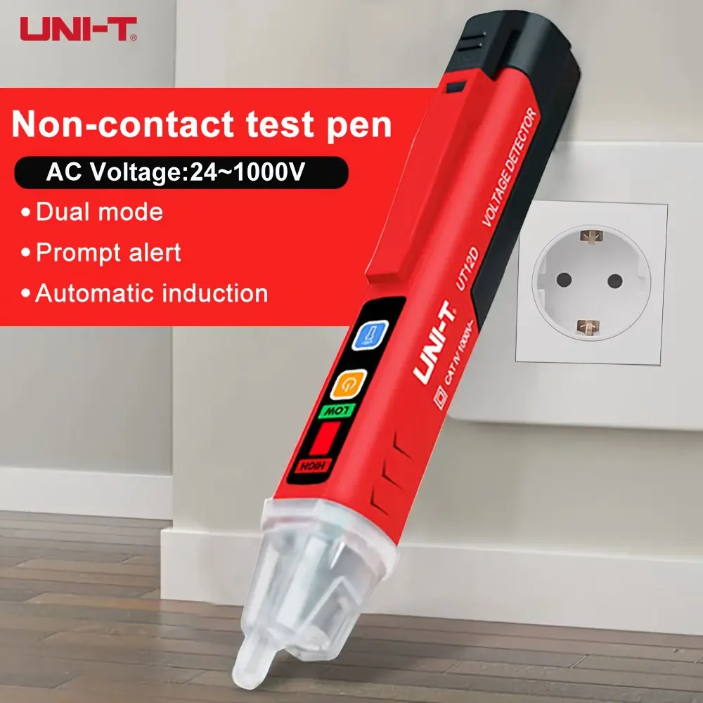 UNI-T UT12D Non-contact AC Voltage Detector, with built-in flashlight and acoustic-optical synchronous warning function