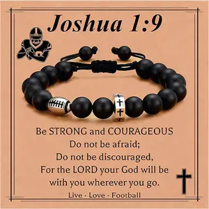 Bracelet for Boys Baseball/Basketball/Football/Soccer Cross Beaded Bracelet Gifts for Son Grandson Players Team Fan Friends,Easter Basket Stuffers for Teens Boys Inspirational Jewelry