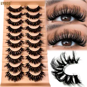 Eyelashes Mink Lashes 5D Fluffy Natural Look False Lashes Wispy Full Eye Lashes 8D 20mm 25mm Long D Curl Strip Eyelashes Pack 10 Pairs Reusable Fake Eyelashes That Look Like Extensions