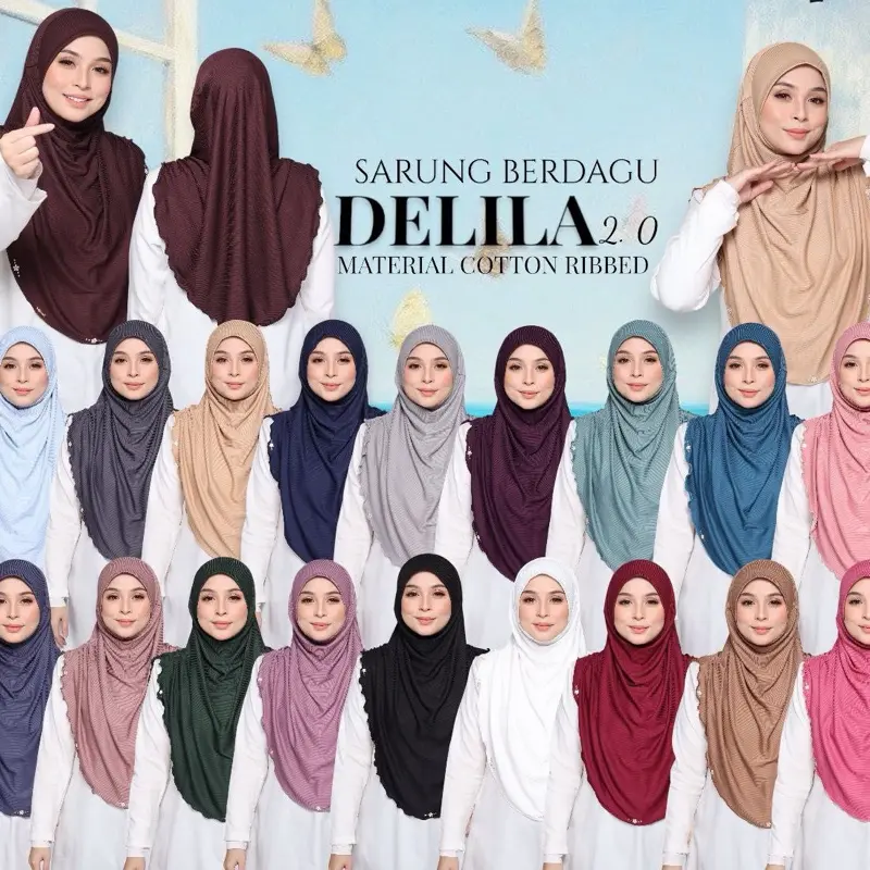 Instant Hijab Cotton Ribbed Dalila with cute floral at side