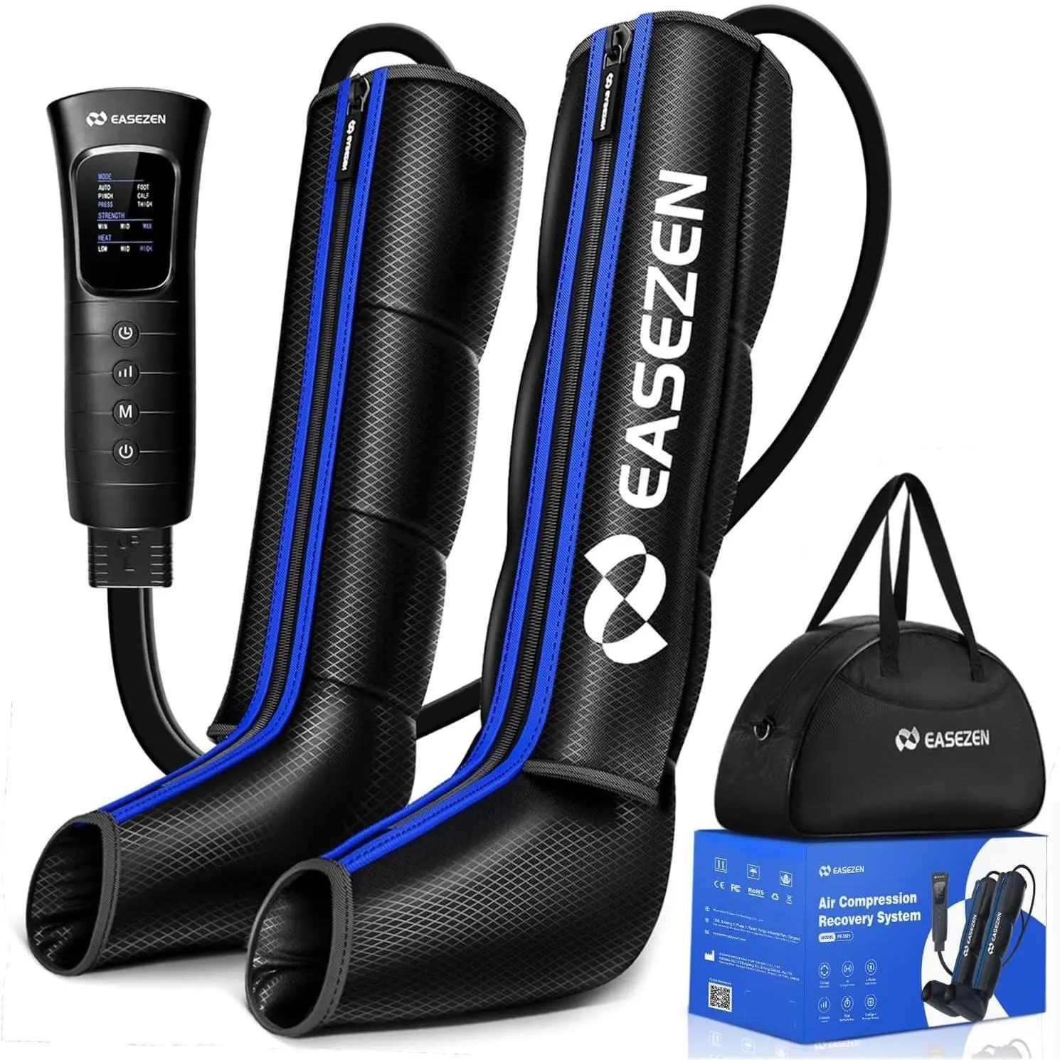 Full Leg Air Compression Massager for Adults, 3.86 lbs Leg Focus Device with LCD Controller, 6 Modes, 3 Intensities, 15/20/25-Min Timer, Foot-Calf-Thigh Compression Boots, 3.86 Pounds