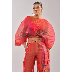 STAINED RED CROPPED BLOUSE STAINED RED CROPPED BLOUSE
