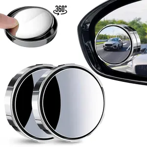 2Pcs Blind Spot Car Mirror,Adjustable large Round HD Glass Frameless Convex Rear View Mirrors Exterior Accessories,Vacuum Suction Cup for Cars, Suv, Van and Trucks