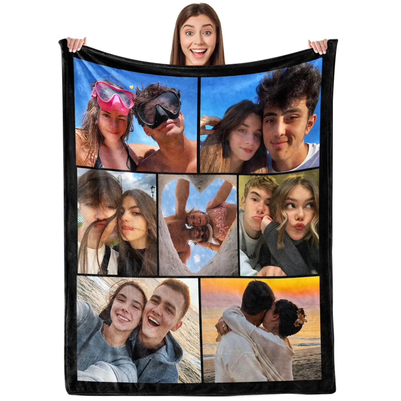 Cozy Flannel Home Click "Shop Chat", Send Photos, Custom Photo Blanket with Text, Fast Next Day Shipping, Personalized Pictures Flannel Throw, Blanket for Husband, Wife, Boyfriend, Girlfriend, Perfect Valentine's Day, Birthday, Mother's Day Gift