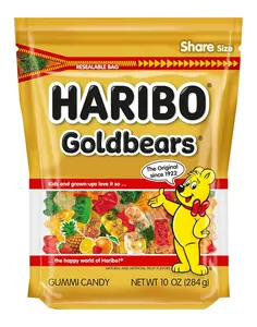 HARIBO Goldbears Gummi Candy - 10 oz Resealable Bag, Assorted Fruit Flavors (Strawberry, Pineapple, Lemon), Sweet Snack Treat