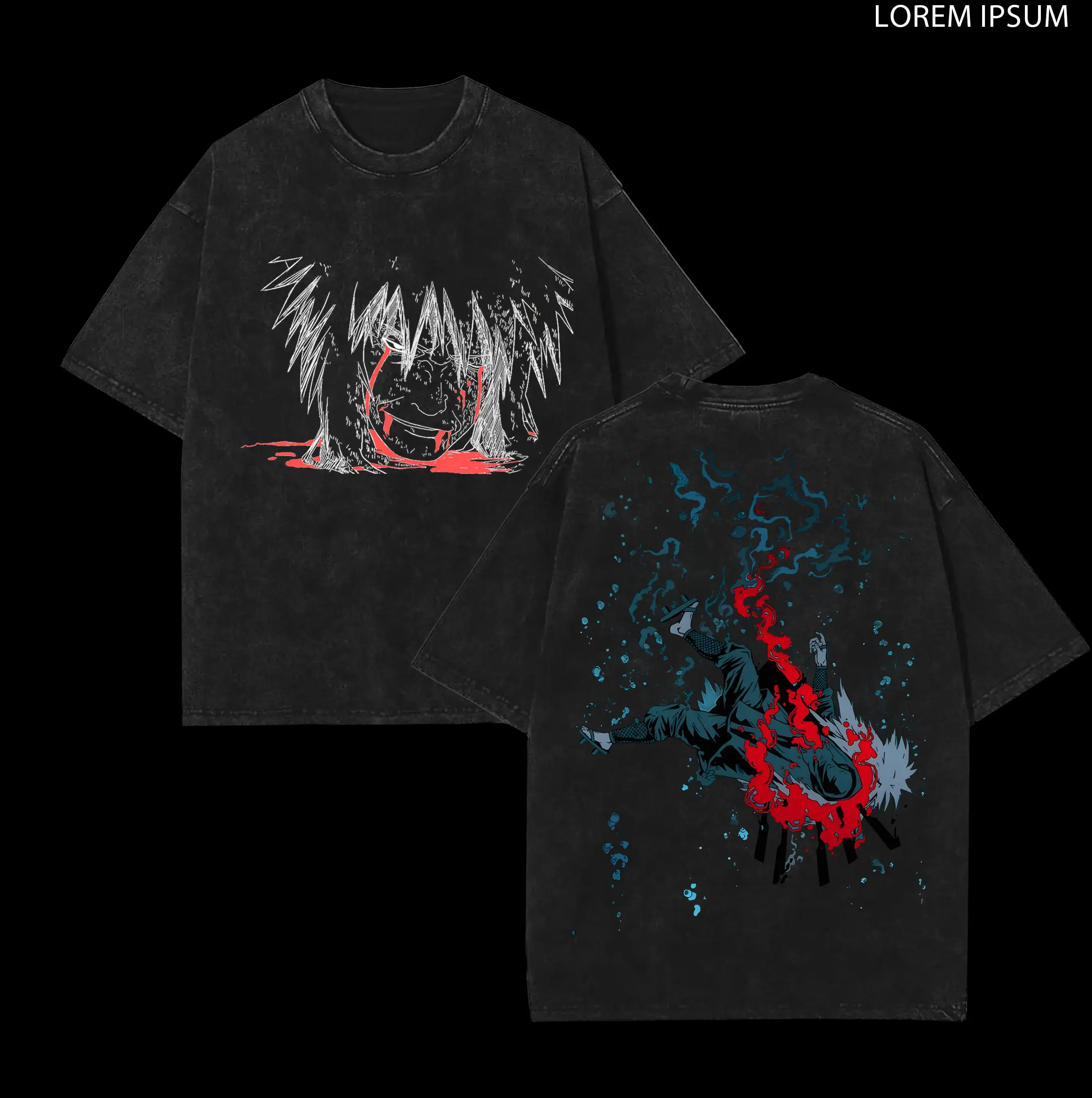 Jiraiya death - Naruto Anime Double Printed Vintage Washed Tee Unisex Oversize Anime Manga Washed Heavyweight Cotton T-shirt, Gift For Anime Fan, Anime Lover