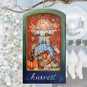 Designocracy 8611076-MP 5 x 5.5 x 0.25 in. Thankful Harvest Wooden Thanksgiving Decor Ornaments
