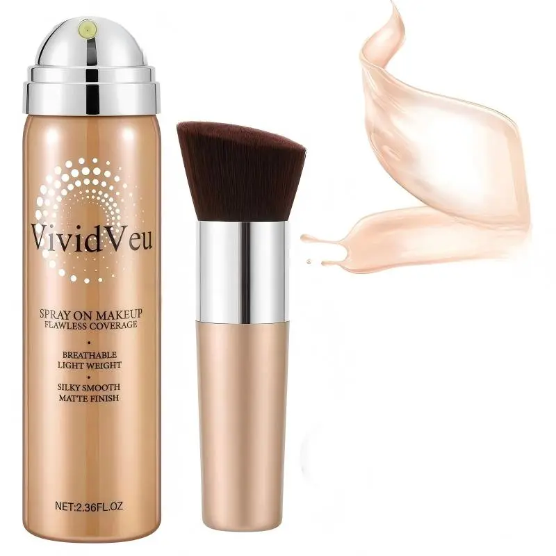 VIVIDVEU Concealer & Foundation Set Pack, High-Coverage Creamy Matte Cosmetic for Mature Skin Flawless Base, Light Beige Shade, Alcohol-Free Regular Ed., Smoothing for Uneven Skin Tone, Spray Makeup, Ideal Christmas Gift