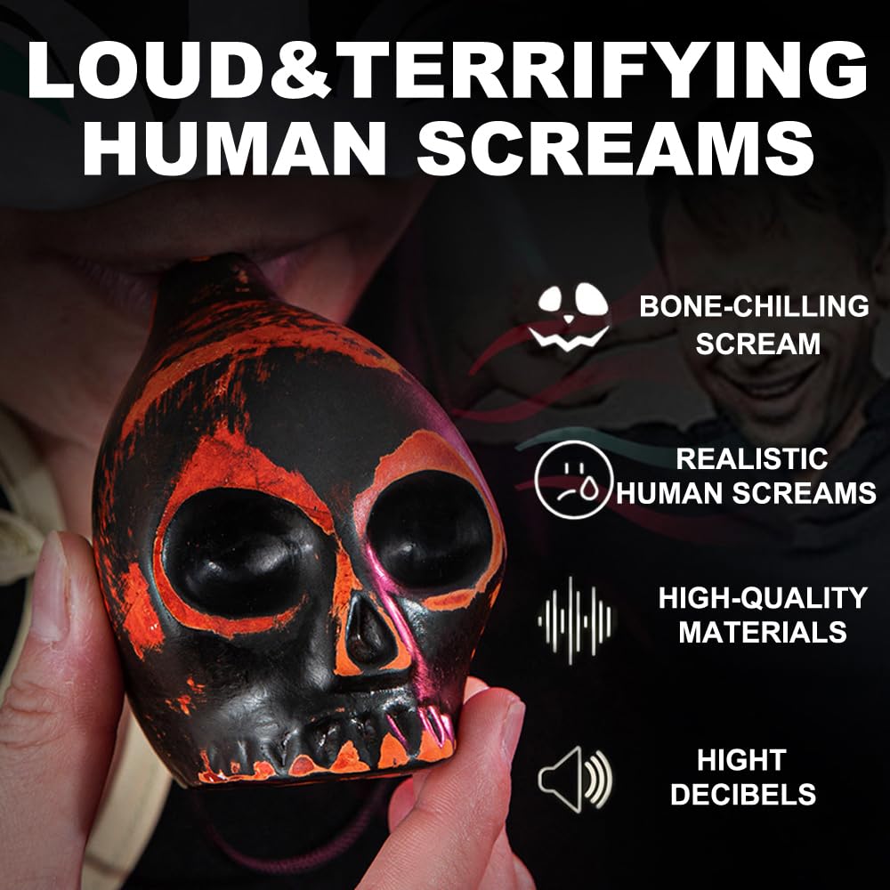 Aztec Death Whistle, Skull Type, Human Sounding Screams Whistle, Outdoor Screaming Whistle, Screaming Whistle for Halloween Aztec Death Whistle, Skull Type, Human Sounding Screams Whistle, Outdoor Screaming Whistle, Screaming Whistle for Halloween