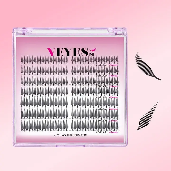 VEYES INC Birdie Premade Volume Fans Eyelash Extensions, Black & Brown, 0.04mm Thickness, Laser-Cut, Ultra-Lightweight, Professional-Use Only Veyelash, Eyelashes Extensions