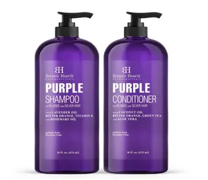 BOTANIC HEARTH Purple Shampoo and Conditioner Set - for All Shades of Blonde, Silver and Gray Hair - Enhances Highlights - Sulfate Free, Paraben Free, 16 fl oz each